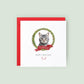 Personalised American Shorthair cat Christmas card with festive wreath and ribbon. Custom pet card for cat mums, cat dads, or sitters.