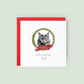Personalised Nebelung cat Christmas card with festive wreath design. Ideal holiday card for Cat Mum, Cat Dad, or a cat sitter.
