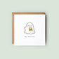 Cute Halloween card featuring a smiling ghost holding a beer with the words “Hey Boo’tiful!”