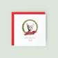 Personalised Devon Rex cat Christmas card with festive wreath design. Ideal holiday card for Cat Mum, Cat Dad, or a cat sitter.