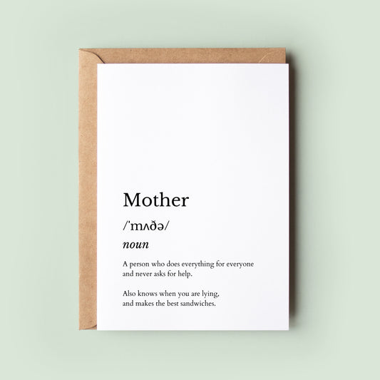 Mother Definition Card, Mother's Day Card, Mum Card, Mom Card, Happy Mother's Day - #231