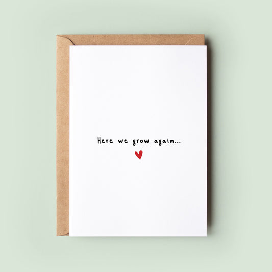 Here We Grow Again Pregnancy Announcement Card, Second Baby Announcement, Guess What, You're Going To Be, Pregnancy Reveal Greeting Card