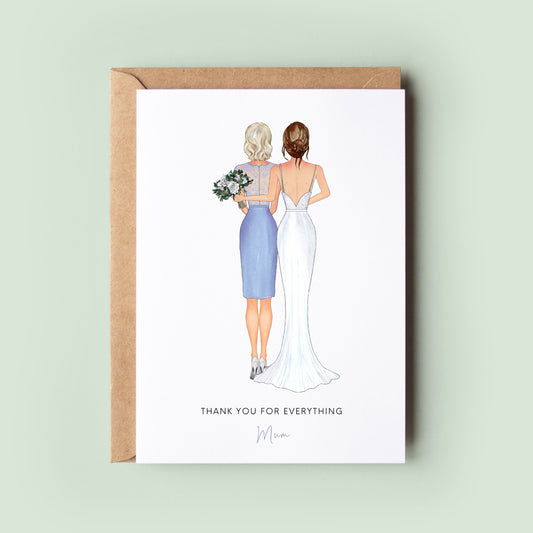 Personalised Wedding Card, Mother of the Bride, Mother of the Groom, Wedding Thank You Card, Mum Card, Wedding Card, Wedding Party #198