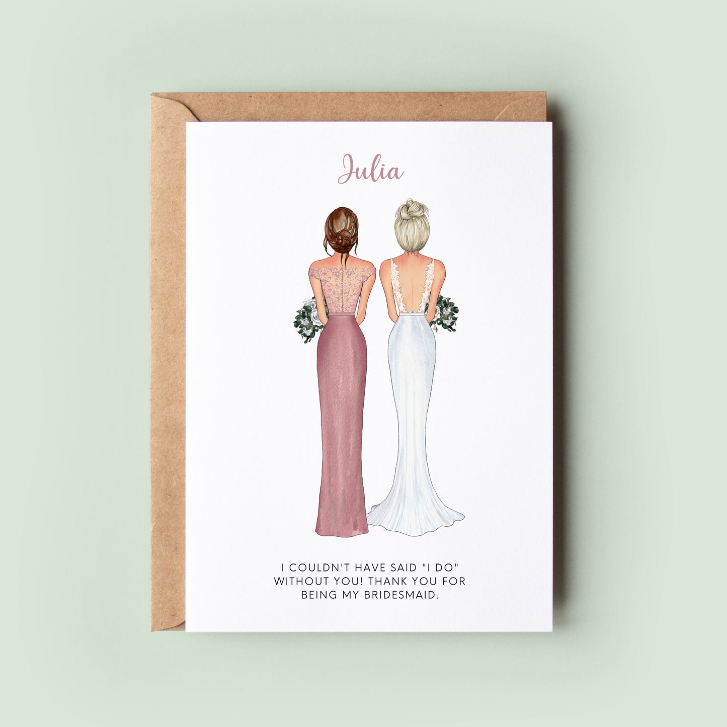 Personalised Bridesmaid Thank You Card, Maid of Honour Thank you Card, Customisable Bridesmaid Card, Wedding Thank Card, Bridesmaid Thanks