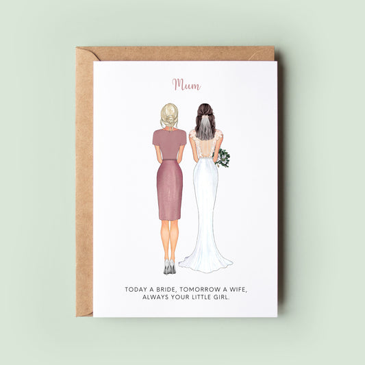 Personalised Wedding Card, Mother of the Bride, Mother of the Groom, Wedding Thank You Card, Mum Card, Wedding Dress Card, Wedding Party