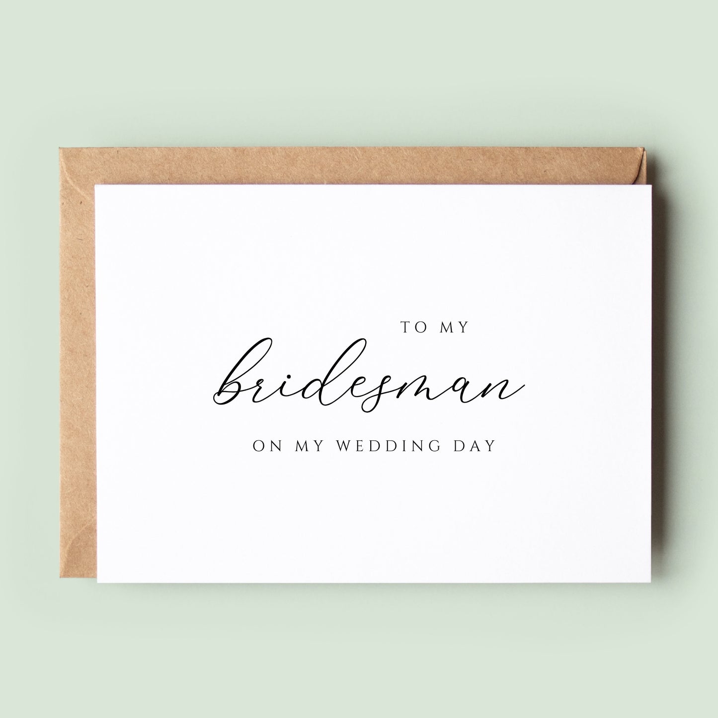 Wedding Card to Bridesman, Bridesman Card, Bridesman Thank You Card, Brides Man Thank You Card, Wedding Party Card, On My Wedding Day Card