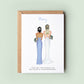 A customisable junior bridesmaid proposal card with options for personalisation of name, hairstyle, dress, and skin tone.