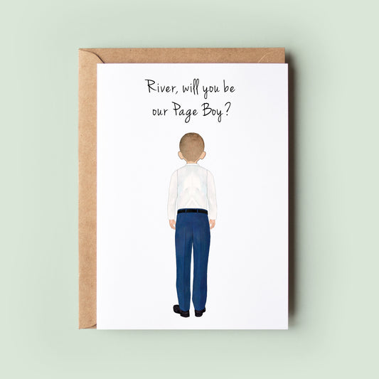 A special Ink and Fred card with custom text and illustration to personally ask, &quot;Will you be my page boy?&quot;, &quot;Will you be my best man?&quot;, or &quot;Will you be my ring bearer?&quot;