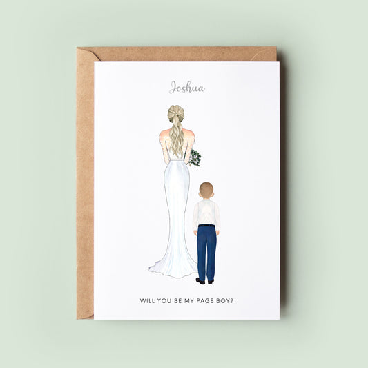A personalised proposal card for page boy or ring bearer.