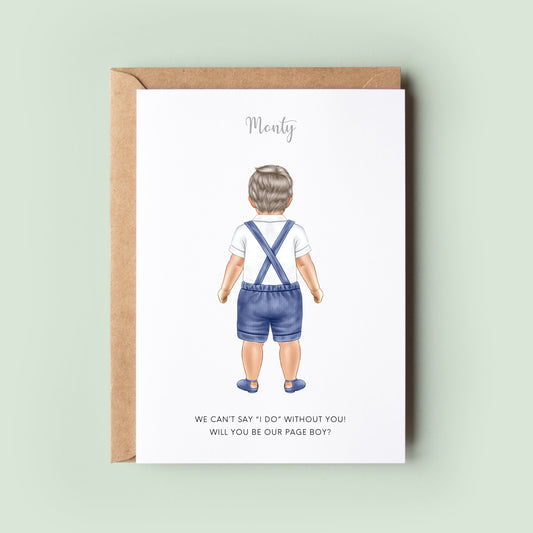 Customisable Baby Page Boy Proposal Card, Personalised Toddler Ring Bearer Card, Wedding Thank You & Gift, Keepsake for Little Gentlemen