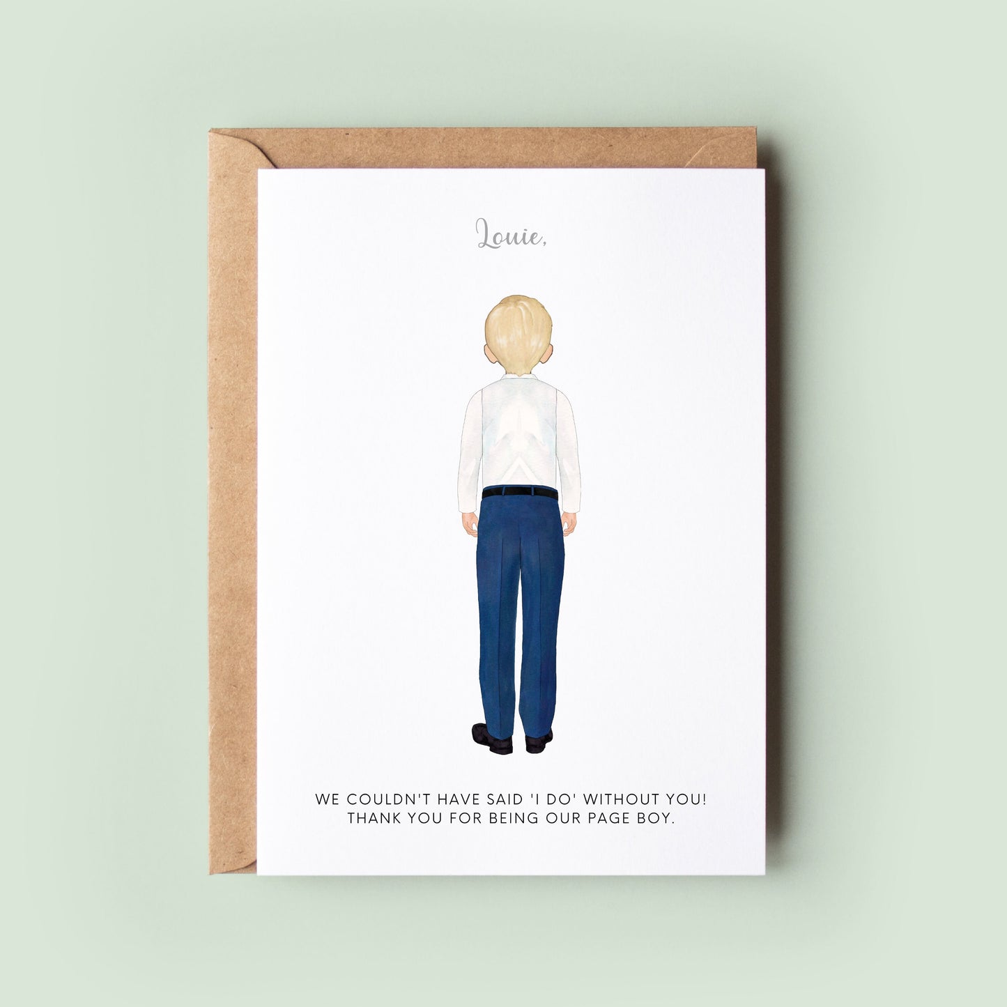 Personalised Thank You For Being My Page Boy Card, Personalised Page Boy Card, Page Boy Thank You Card, Wedding Thank You Card, Wedding Card