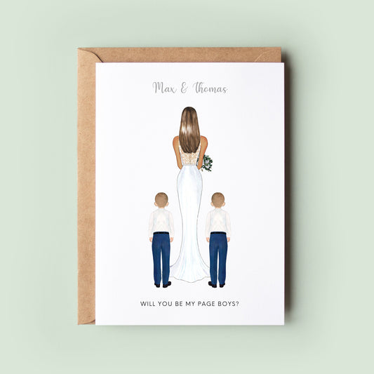 Personalised Twins Will You Be Our Page Boys Card, Brothers Page Boy Proposal Card, Personalised Page Boy Card, Will You Be My Page Boy Card