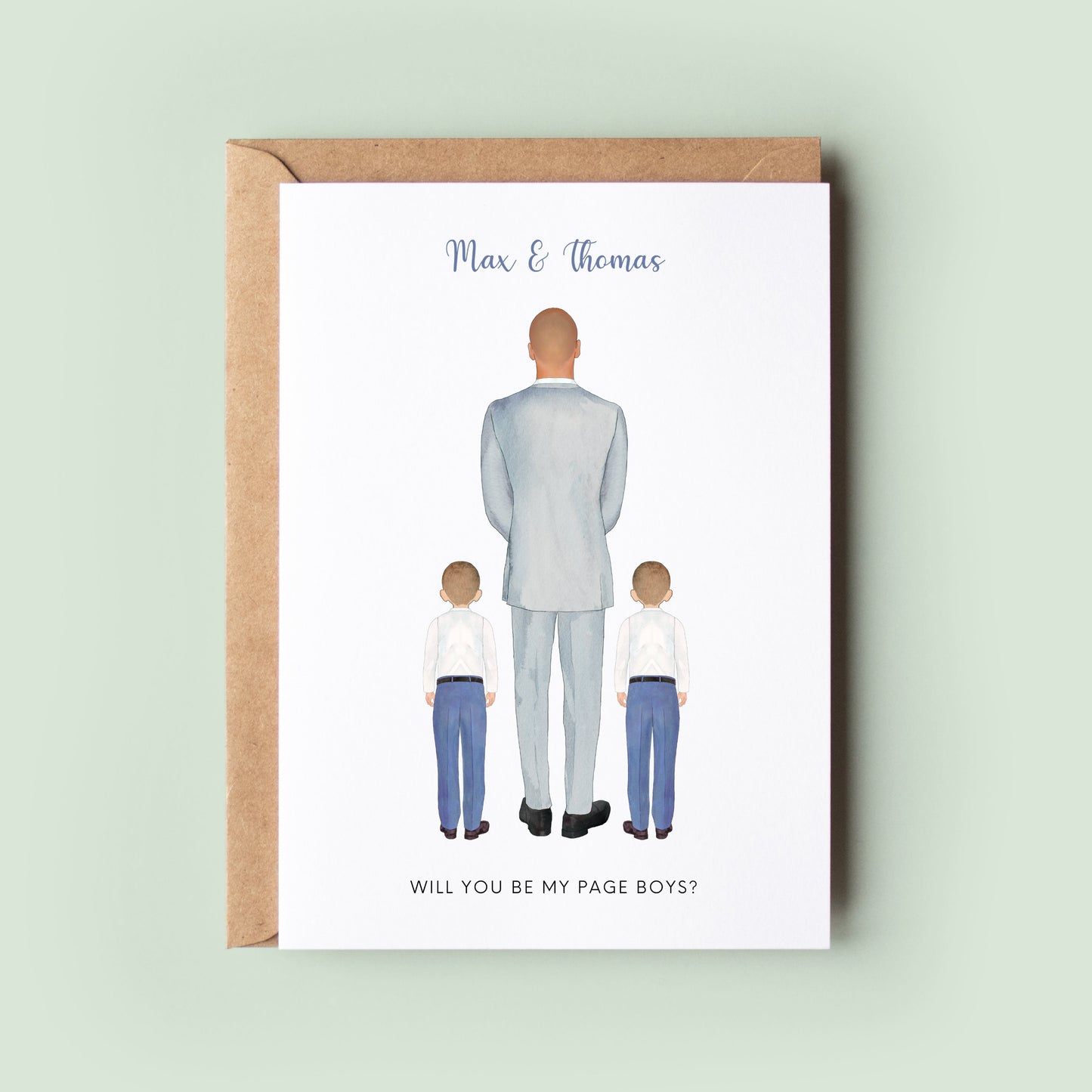 Personalised Will You Be My Page Boys Card, Page Boy Brothers Card, Page Boy Proposal Card, Ring Bearer Proposal Card, Wedding Party Card