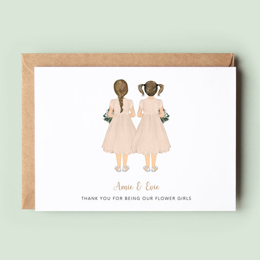 Thank You For Being My Flower Girls Card, Twins Flower Girl Thank You Card, Personalised Flower Girl Card, Greeting Card, Flower Girl Sister