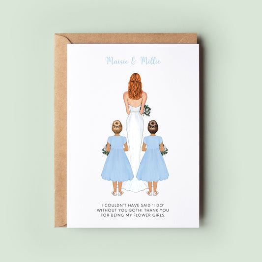 Thank You For Being My Flower Girl Twins Card, My Flower Girls Card, Personalised Flower Girls Card, Flower Girl Thank You Card, Custom Card