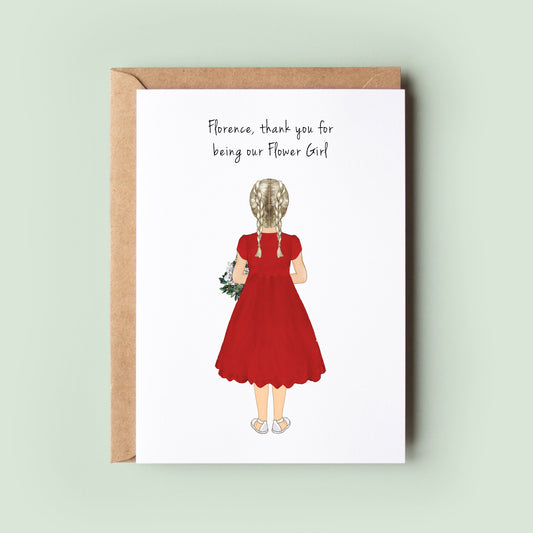 Thank You For Being Our Flower Girl, Thank You For Being Our Flower Girl, Personalised Flower Girl Card, Wedding Thank You Card, Keepsake