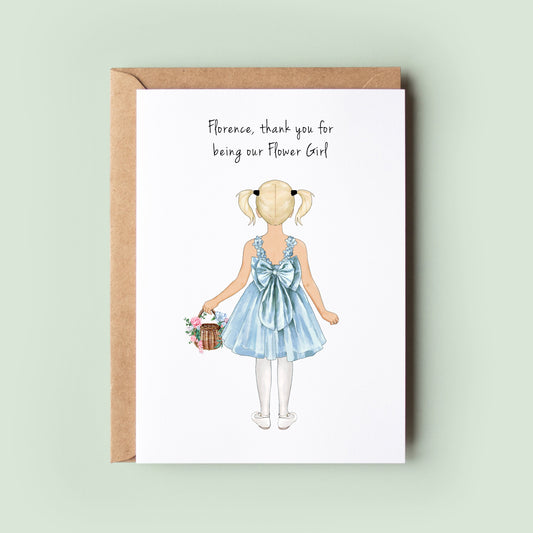 Thank Card for Flower Girl, Thank You Card for Junior Bridesmaid, Personalised Flower Girl Card, Wedding Thank You Card, Greeting Card
