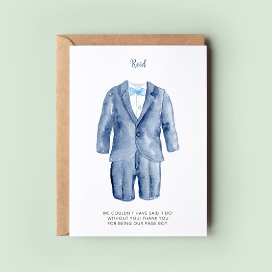 Thank You For Being My Page Boy, Ring Bearer Thank You Card, Personalised Page Boy Card, Page Boy Thank You Greeting Card, To Our Page Boy