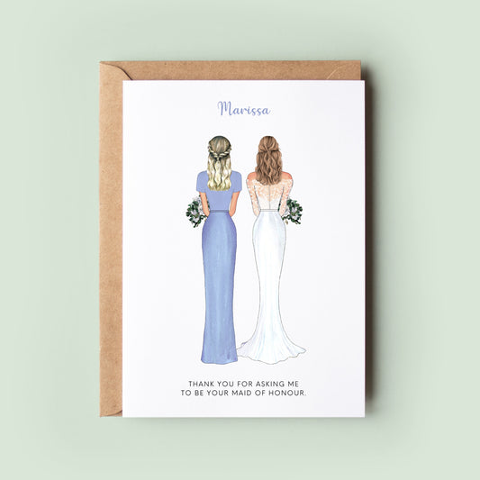Thank You For Asking Me To Be Your Maid of Honour, Best Friend Wedding Card, Personalised MOH Card, To The Bride On Your Wedding Day