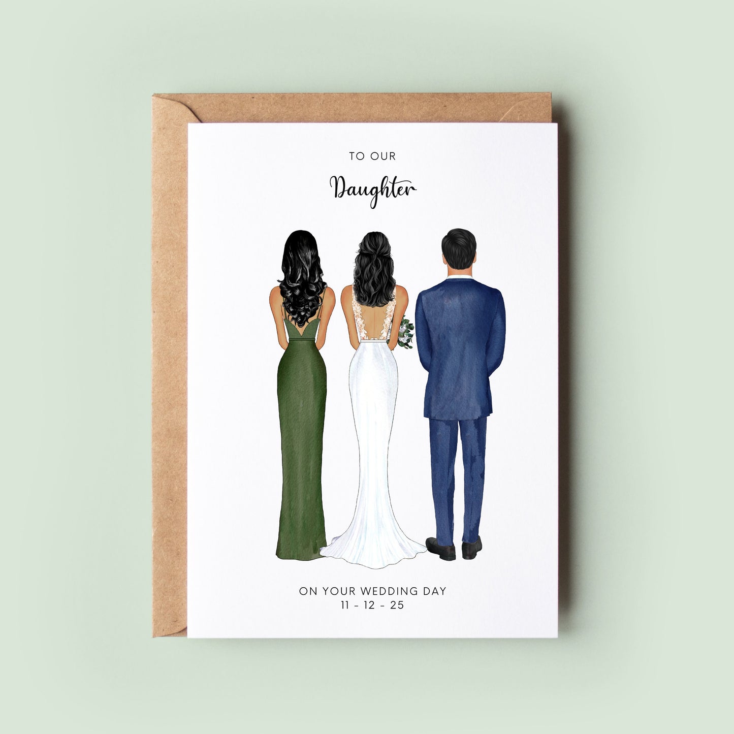 Personalised To Our Daughter On Your Wedding Day Card, Wedding Day Card from Parents, Wedding Keepsake, Mother, Father & Daughter Card