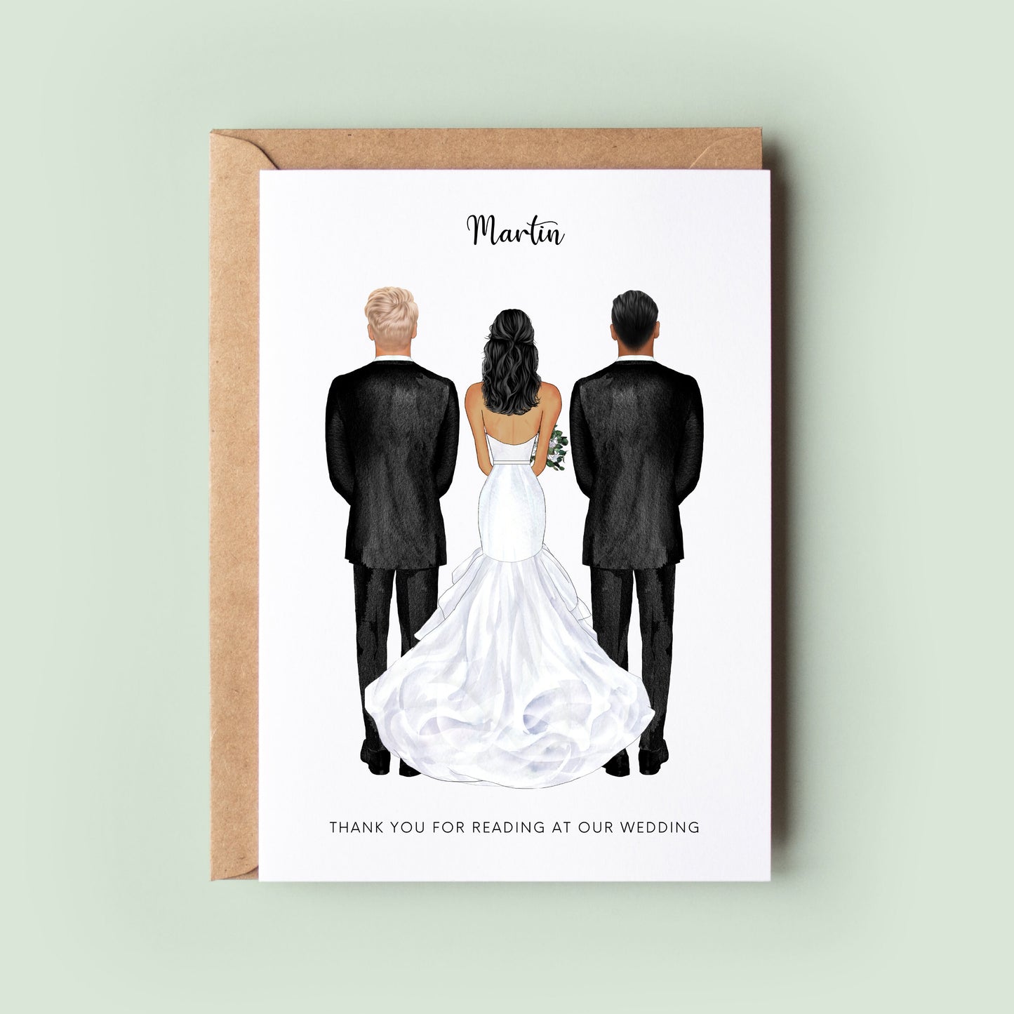 Personalised Thank You For Reading At Our Wedding Card, Wedding Thank You Card, Personalised Wedding Reader Card, Wedding Reading Card