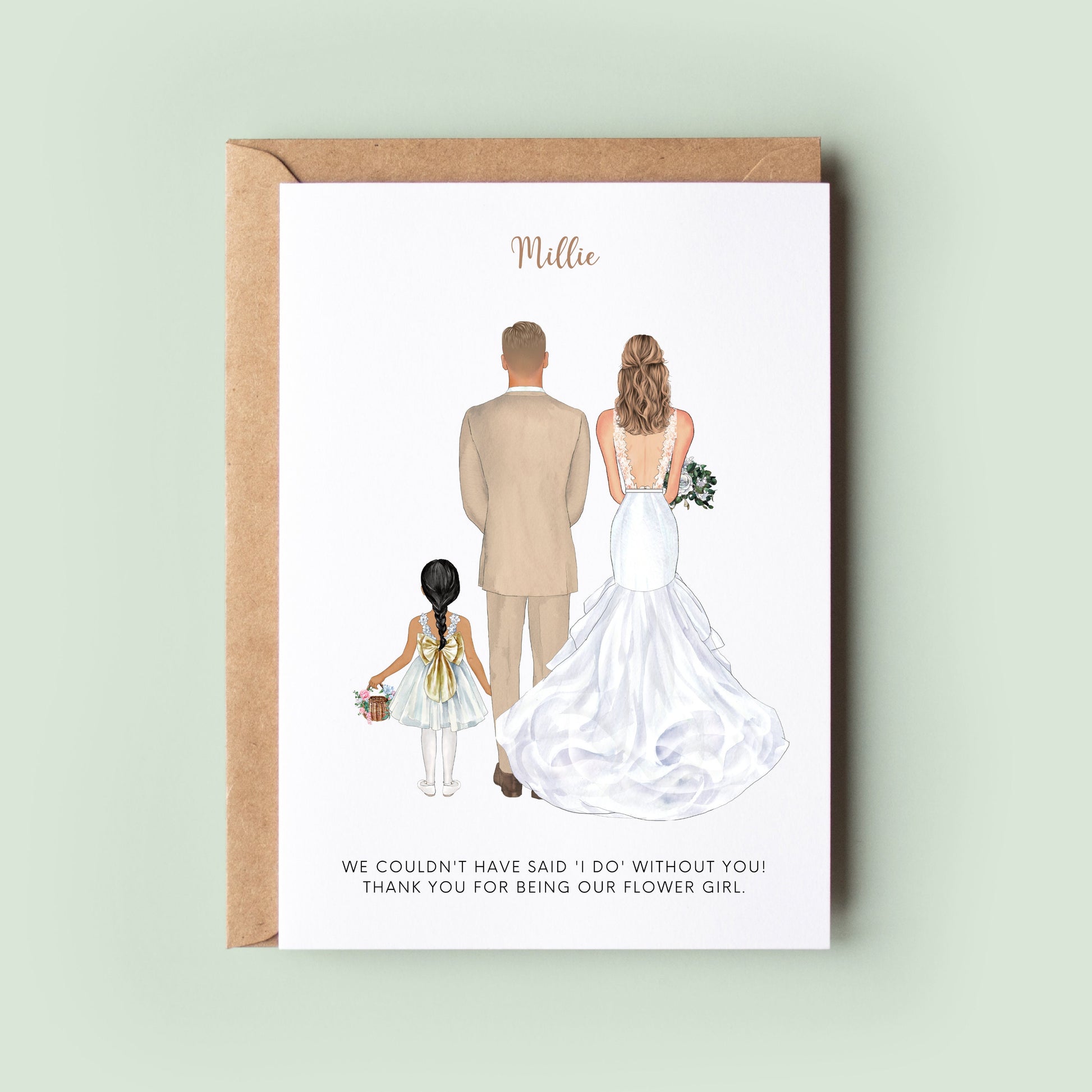 Personalised Thank You For Being Our Flower Girl Card, Wedding Thank You Card, Card For Flower Girl, Flower Girl Thank You Card, Keepsake