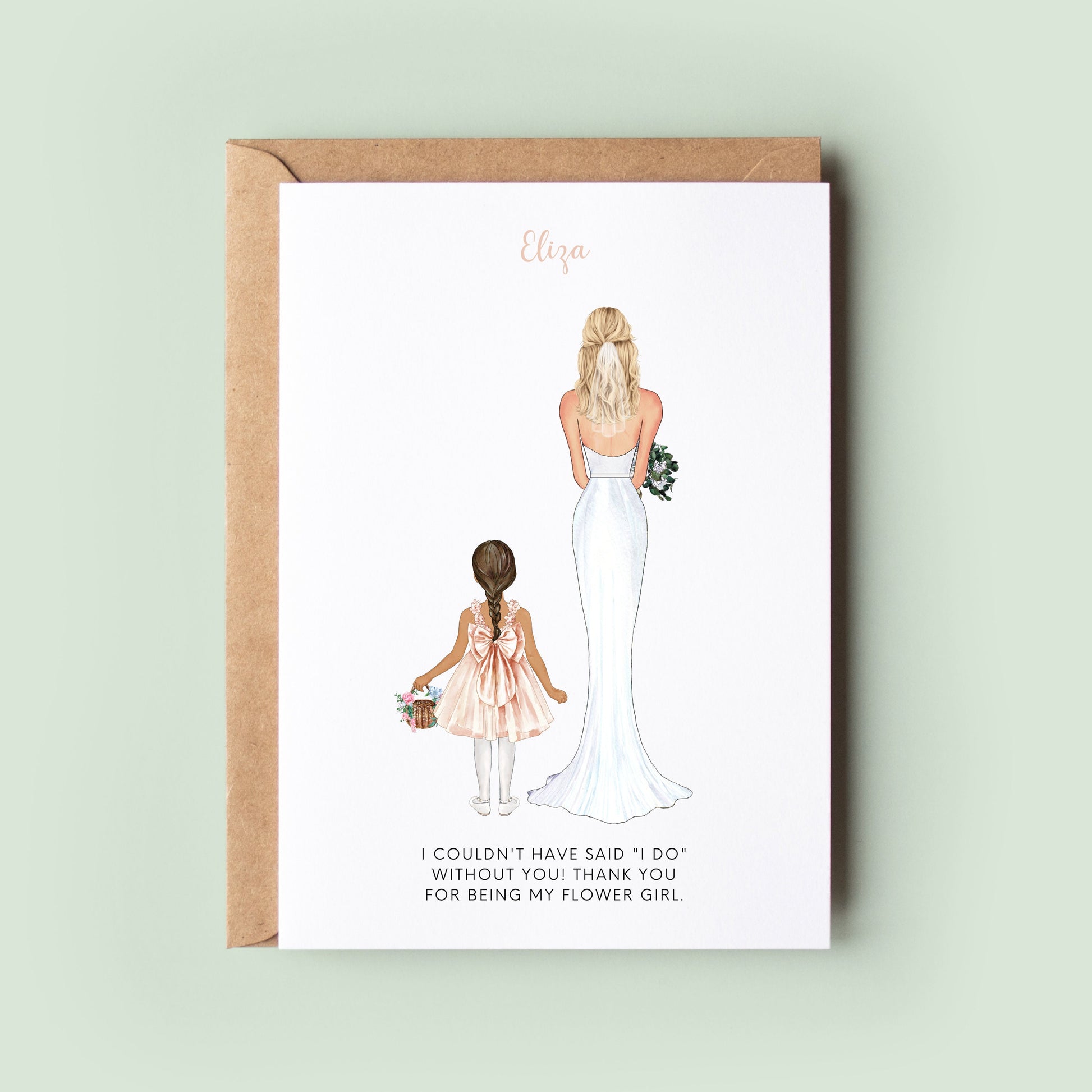 Personalised Flower Girl Thank You Card, Bridesmaid Thank you Card, Customisable Flower Girl Card, Wedding Thank You Card, Bridesmaid Thanks
