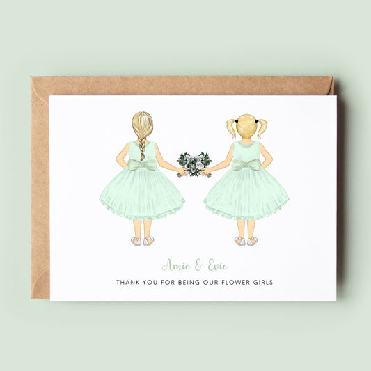 Thank You For Being My Flower Girls Card, Twins Flower Girl Thank You Card, Personalised Flower Girl Card, Greeting Card, Flower Girl Sister