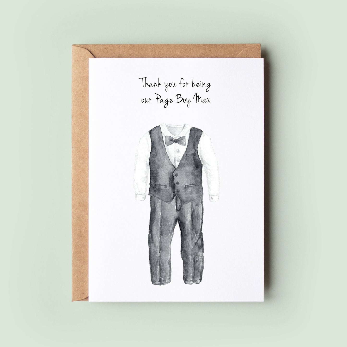 Thank You For Being My Page Boy, Ring Bearer Thank You Card, Personalised Page Boy Card, Page Boy Thank You Greeting Card, To Our Page Boy