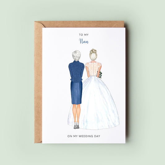 To My Nan On My Wedding Day Personalised Card, Grandparents Wedding Day Card, To My Nanna, Wedding Day Card for Nan, Thank You Nan Card