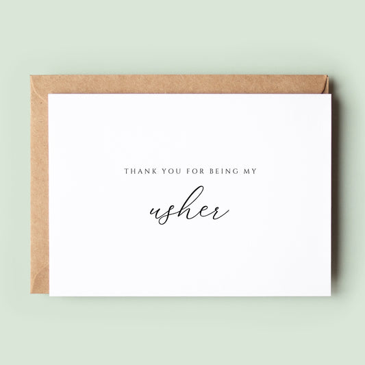 Classic Thank You Usher Card, Usher Wedding Thank You Card, Card To Usher, Usher Thank You Card, Wedding Party Greeting Card