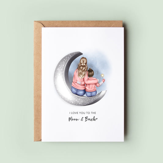 Personalised Mum Mothers Day Keepsake Card, I Love You To The Moon and Back, Card For Mum, Card For Her, Best Mum, Mother's Day Card For Mum