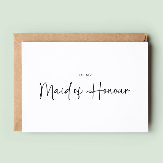 To My Maid of Honour Thank You Card, Wedding Maid of Honour Card, Card For Maid of Honour, Wedding Greeting Card, Thank You Greeting Card