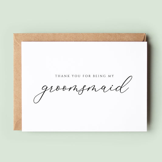 Classic Thank You Groomsmaid Card, Groomsmaid Wedding Thank You Card, Card To Groomsmaid, Groomsmaid Thank You Card, Wedding Party Card