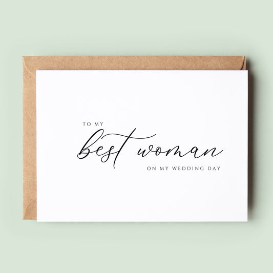 Classic To My Best Woman On My Wedding Day Card, Best Woman Thank You Card, Best Woman Wedding Card, Card To Best Woman, Greeting Card