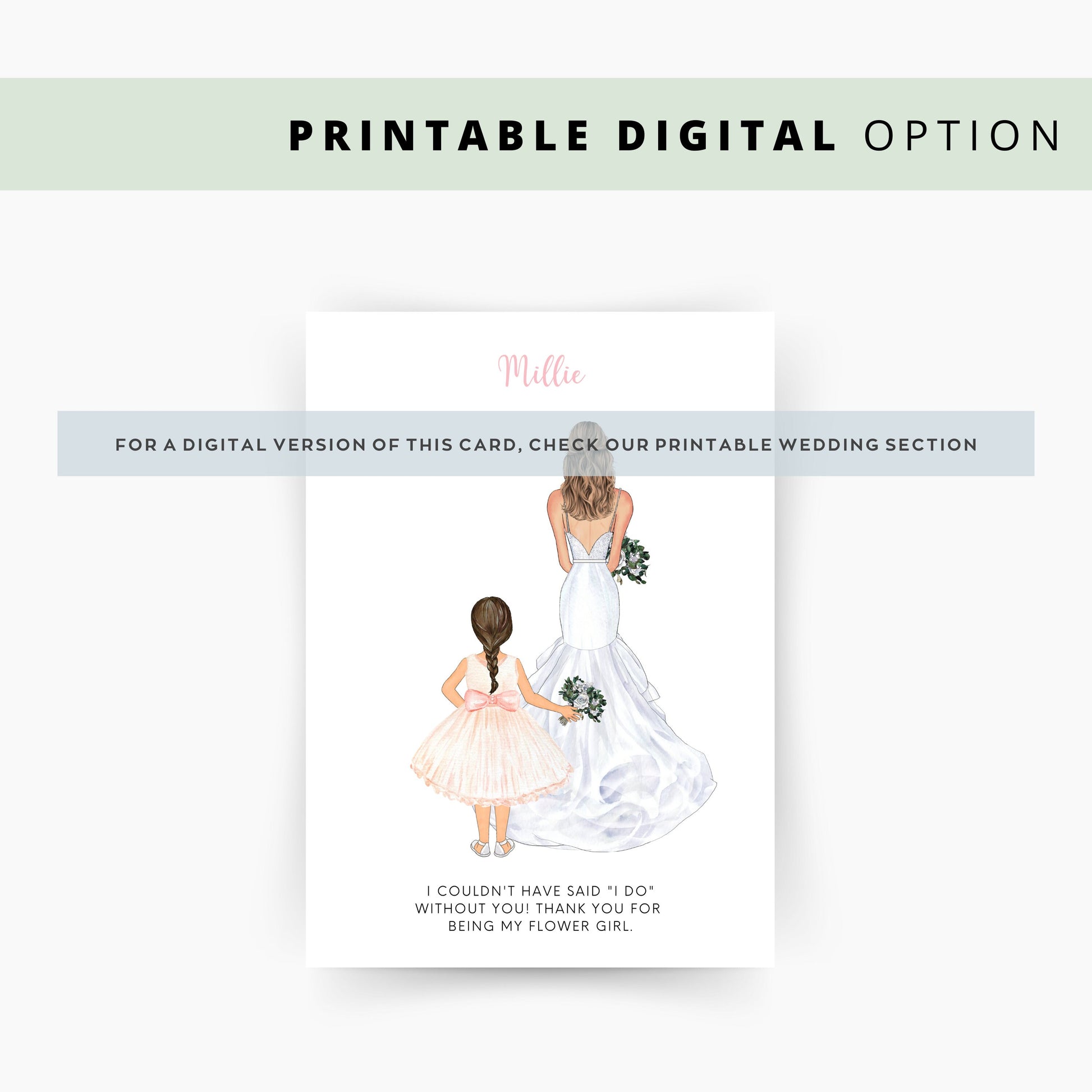 Personalised Flower Girl Thank You Card, Bridesmaid Thank you Card, Customisable Bridesmaid Card, Wedding Thank You Card, Bridesmaid Thanks